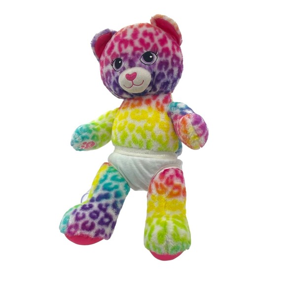 Build A Bear BABW Workshop Multicolor Rainbow Leopard 17" Plush BAB With Poncho - Picture 4 of 8